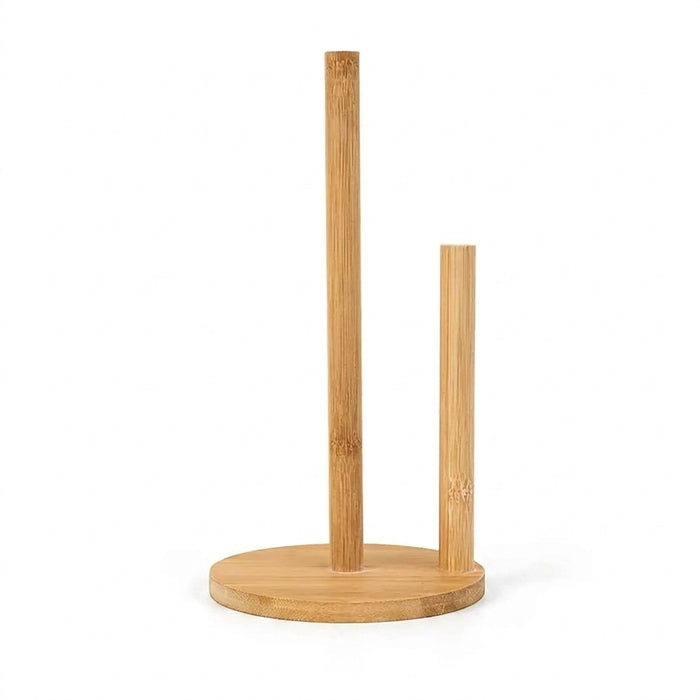 Bamboo Paper Towel Holder – Vertical Anti-Skid Tissue Stand for Kitchen & Home