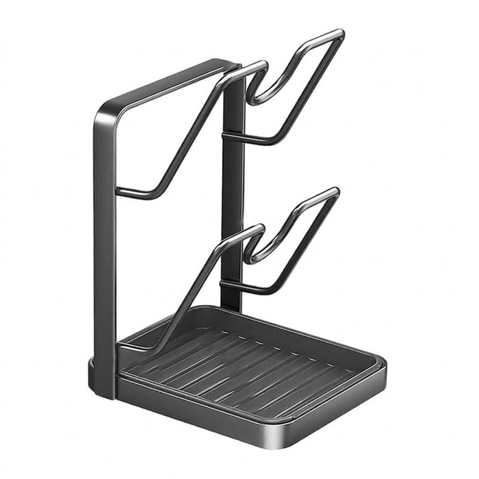 Pot Lid & Cutting Board Rack – Steel Holder, Single or Double Layer (White/Grey)
