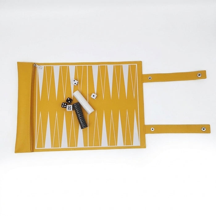 Portable Foldable Backgammon Travel Set — PU Leather Roll-Up Board with Pieces & Dice