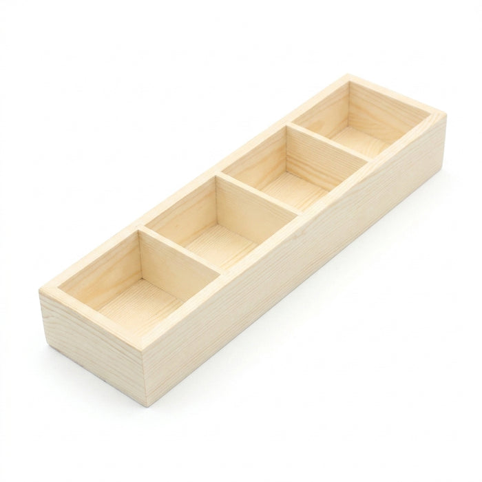 Solid Wood Retro Tea Bag Holder — Multi-Compartment Desktop Storage (White/Brown)