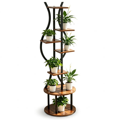 145cm Tall 7-Tier Corner Metal Plant Stand – Indoor & Outdoor Flower Rack