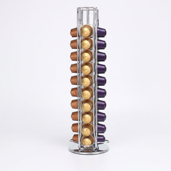 Rotating Metal Coffee Pod Holder — Plated Rack for Nespresso Capsules (Black, Silver, Gold)