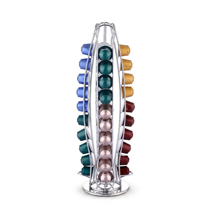 Rotating Metal Coffee Pod Holder — Plated Rack for Nespresso Capsules (Black, Silver, Gold)