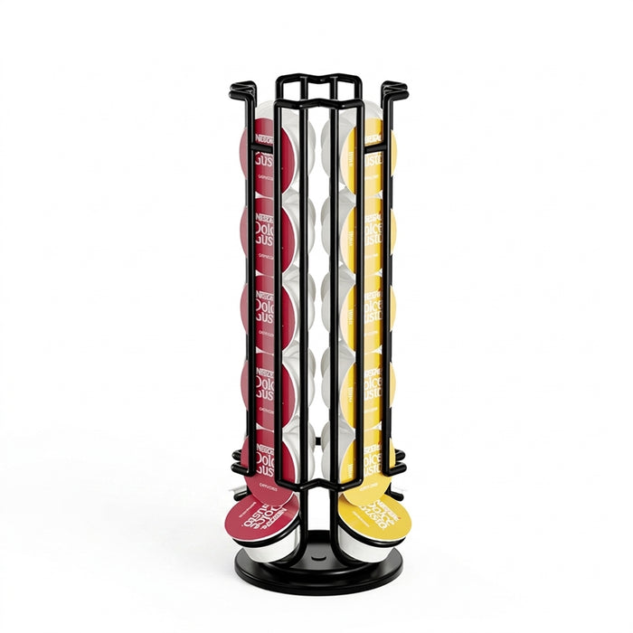 Rotating 24-Capsule Coffee Pod Rack with Anti-Slip Base — Dolce Gusto Compatible