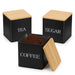 3‑Piece Coffee, Tea & Sugar Canister Set — Metal Jars with Bamboo or Iron Airtight Lids