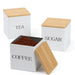 3‑Piece Coffee, Tea & Sugar Canister Set — Metal Jars with Bamboo or Iron Airtight Lids