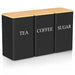 3‑Piece Coffee, Tea & Sugar Canister Set — Stainless Steel with Airtight Bamboo Lids