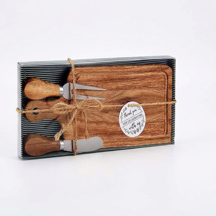 Bamboo Charcuterie Board Set - Wooden Cheese Serving Tray with Cutlery