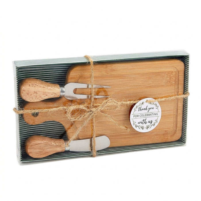 Bamboo Charcuterie Board Set - Wooden Cheese Serving Tray with Cutlery