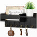 Rustic Wooden Key Rack & Mail Organiser — 6 Hooks with Shelf