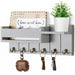 Rustic Wooden Key Rack & Mail Organiser — 6 Hooks with Shelf