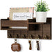 Rustic Wooden Key Rack & Mail Organiser — 6 Hooks with Shelf
