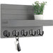 Wall-mounted Key and Mail Shelf with 5 Hooks - Wooden Entryway Rack