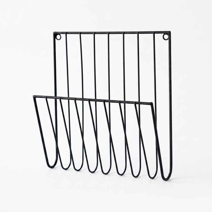 Wall-Mounted Iron File Holder — Single-Tier Magazine & Letter Rack (Gold or Black)