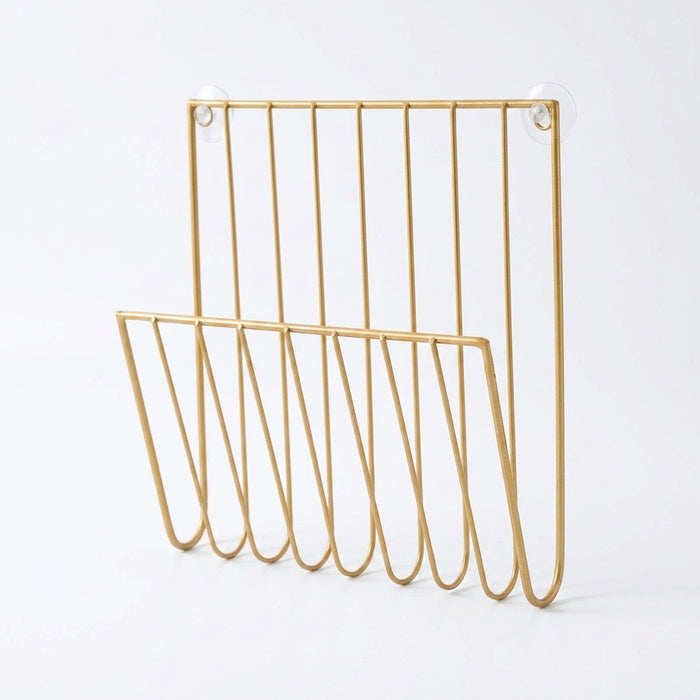 Wall-Mounted Iron File Holder — Single-Tier Magazine & Letter Rack (Gold or Black)