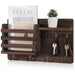 Rustic Wall-Mounted Mail Organiser with Key Hooks & Floating Shelf
