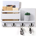 Wooden Wall-Mounted Key and Mail Holder — Rustic Letter Sorter with 4 Hooks