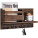 Wooden Wall-Mounted Key and Mail Holder — Rustic Letter Sorter with 4 Hooks