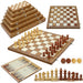 3‑in‑1 Foldable Wooden Travel Board — Chess, Checkers & Backgammon