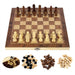 3-in-1 Folding Wooden Chess Board – Portable Chess, Checkers & Backgammon (24cm)