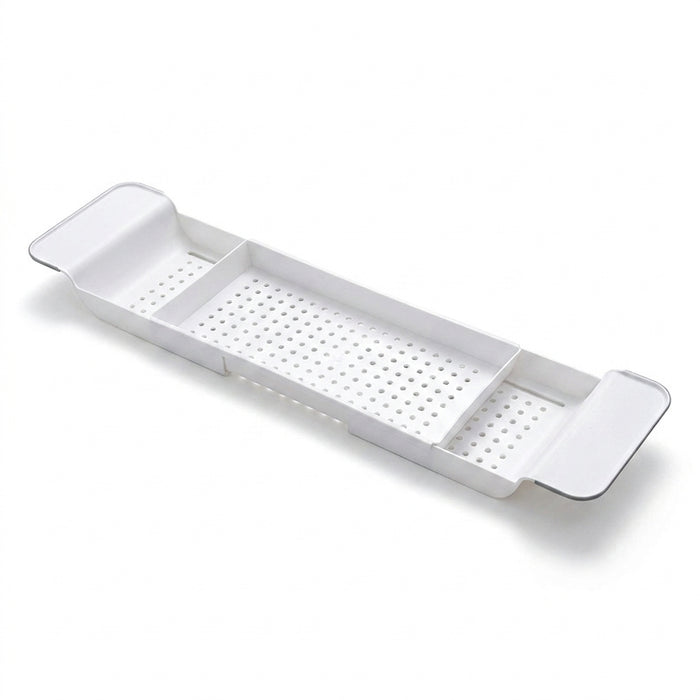 Extendable Bathtub Tray – Single‑Tier Corner Bathroom Shelf (Plastic)