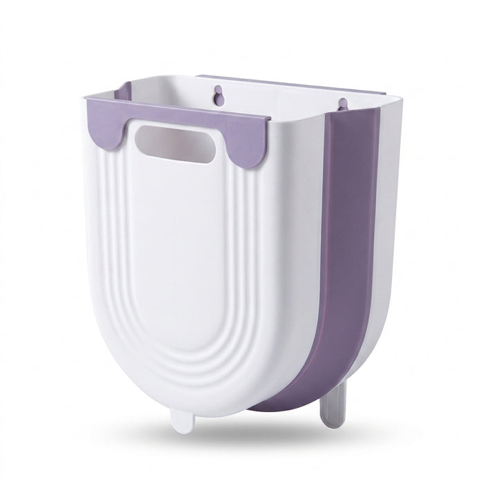 Folding Wall-Mounted Kitchen Bin — Small & Large, Plastic, Grey/Purple/Blue