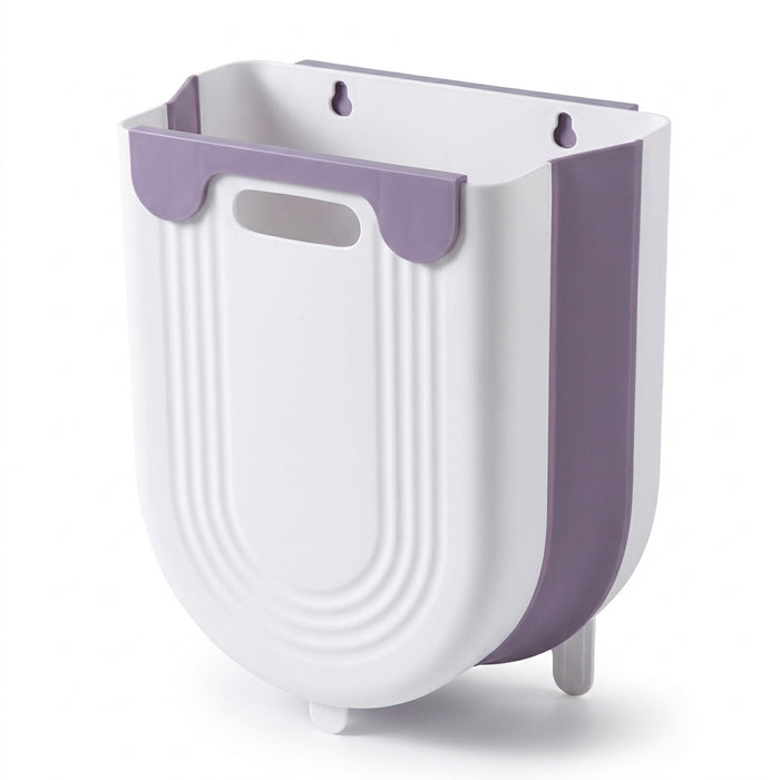 Folding Wall-Mounted Kitchen Bin — Small & Large, Plastic, Grey/Purple/Blue