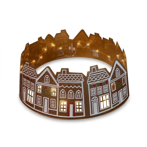 LED Gingerbread House Christmas Tree Collar, Reusable PVC Tree Base Cover, 26 or 28 Inch