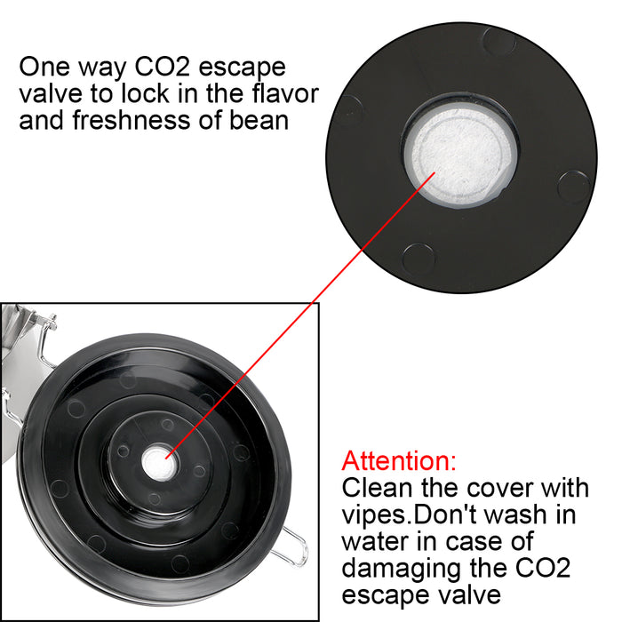 Stainless Steel Coffee Canister with Airtight Lid & CO2 Valve — 1.2L / 1.8L